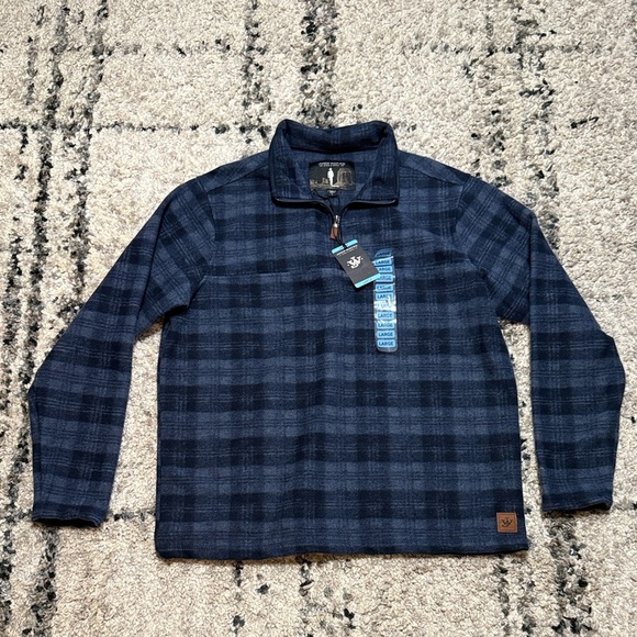 John Wayne Men's Blue Plaid Zip-Up Sweater - Picture 3 of 7